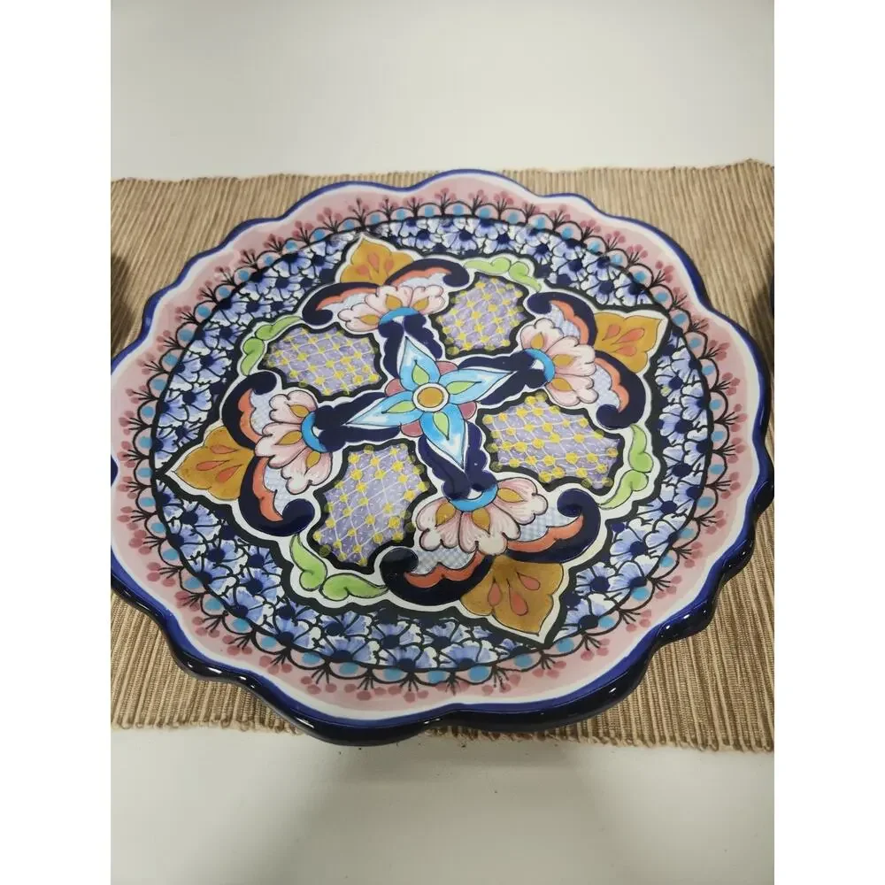 Lot of 3 Casa Juquila Handmade Mexican Talavera Wall Plates Hand Painted Ceramic